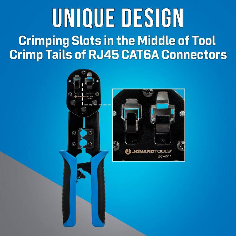 JONARD TOOLS RJ45 y RJ11/12 Modular Pass-Through Crimper con Ranuras de Engarce de Cola - UC-4511