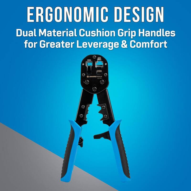 JONARD TOOLS RJ45 y RJ11/12 Modular Pass-Through Crimper con Ranuras de Engarce de Cola - UC-4511