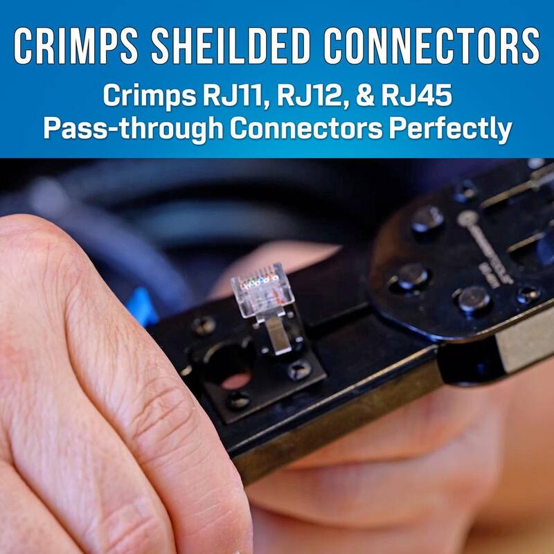 JONARD TOOLS RJ45 y RJ11/12 Modular Pass-Through Crimper con Ranuras de Engarce de Cola - UC-4511