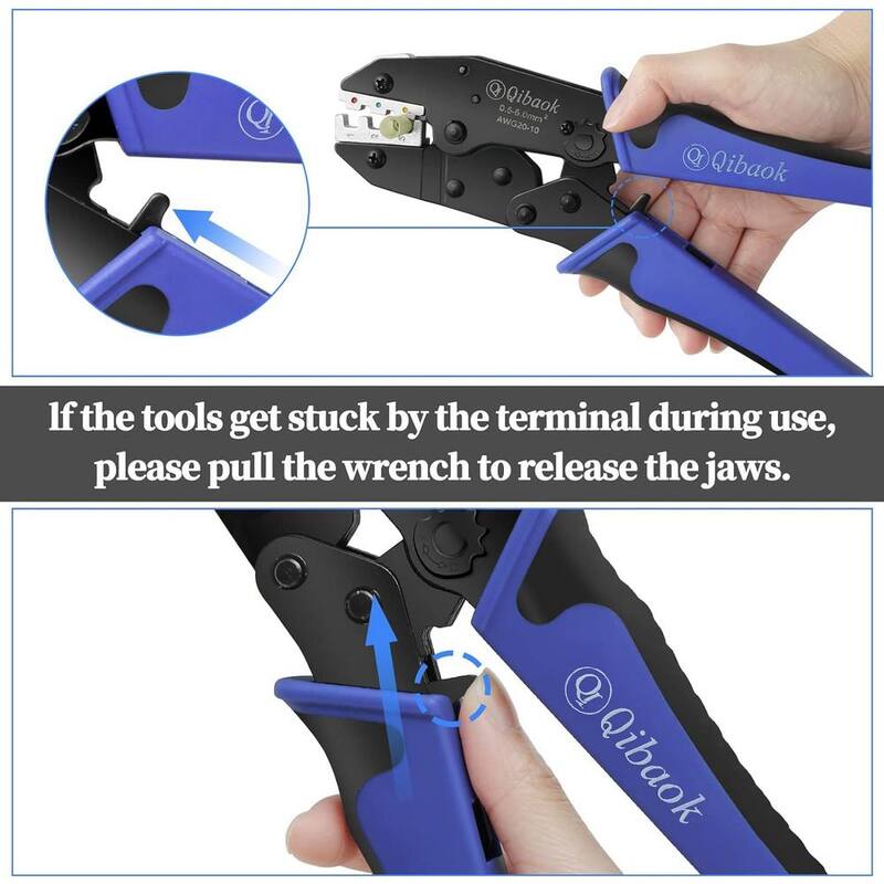 Juego de herramientas para crimpar cables con trinquete de 10 pulgadas Etokfoks, con 4 piezas de matrices intercambiables para conectores termocontraíbles en azul - MLPH020LT328