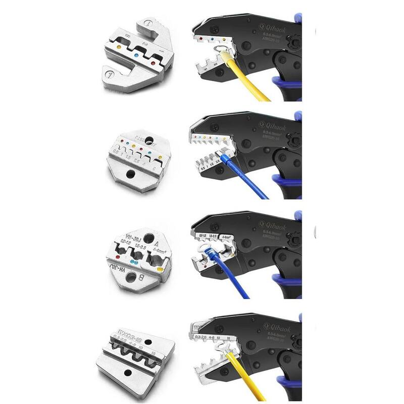 Juego de herramientas para crimpar cables con trinquete de 10 pulgadas Etokfoks, con 4 piezas de matrices intercambiables para conectores termocontraíbles en azul - MLPH020LT328