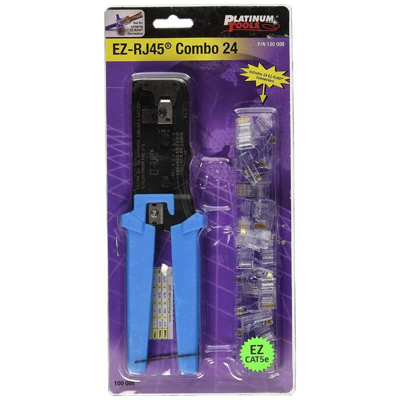 Herramienta de engarce Platinum Tools EZ-RJ45 con paquete combo de 24 conectores - 100008