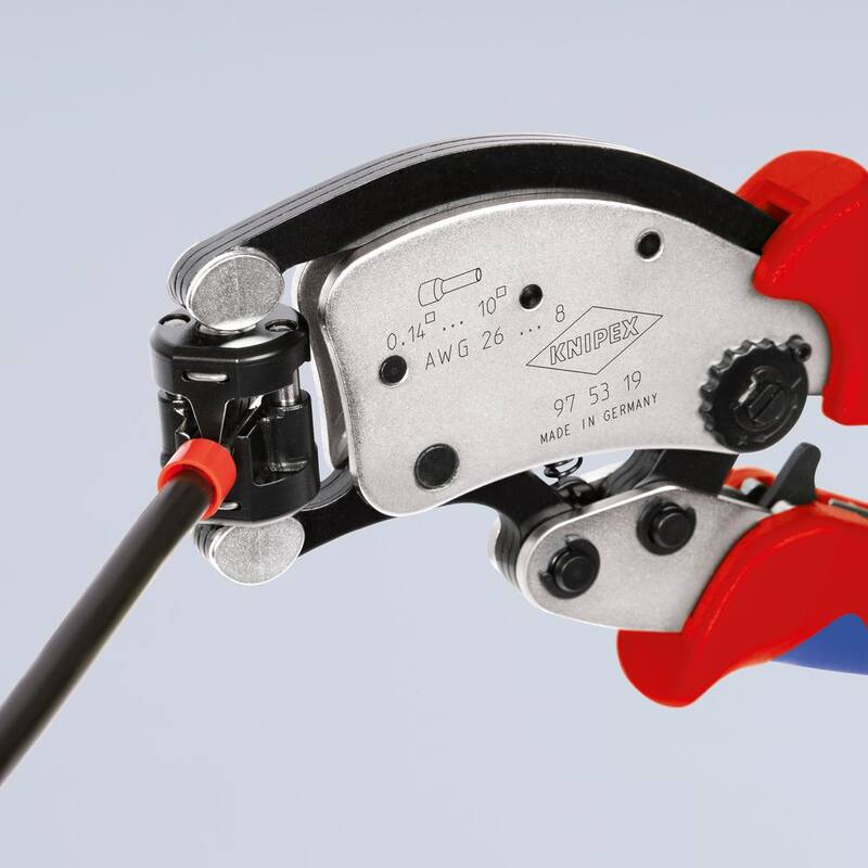 KNIPEX 8 pulgadas KNIPEX Twistor T Crimping Pliers autoajustables para terminales de cable - 97 53 19