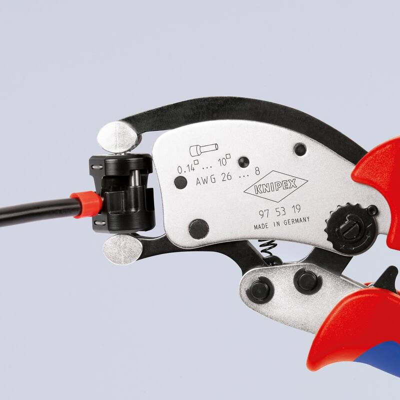 KNIPEX 8 pulgadas KNIPEX Twistor T Crimping Pliers autoajustables para terminales de cable - 97 53 19