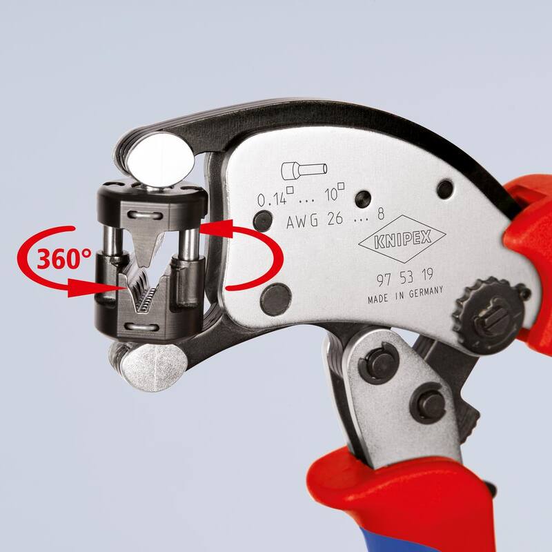 KNIPEX 8 pulgadas KNIPEX Twistor T Crimping Pliers autoajustables para terminales de cable - 97 53 19