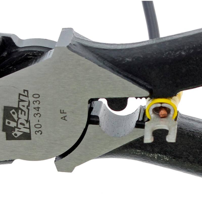 Pinza de electricista IDEAL de 9-1/2 pulgadas con agarre inteligente, punta estilo New England, dados de crimpar y extractor de cinta de pescado - 30-3430.
