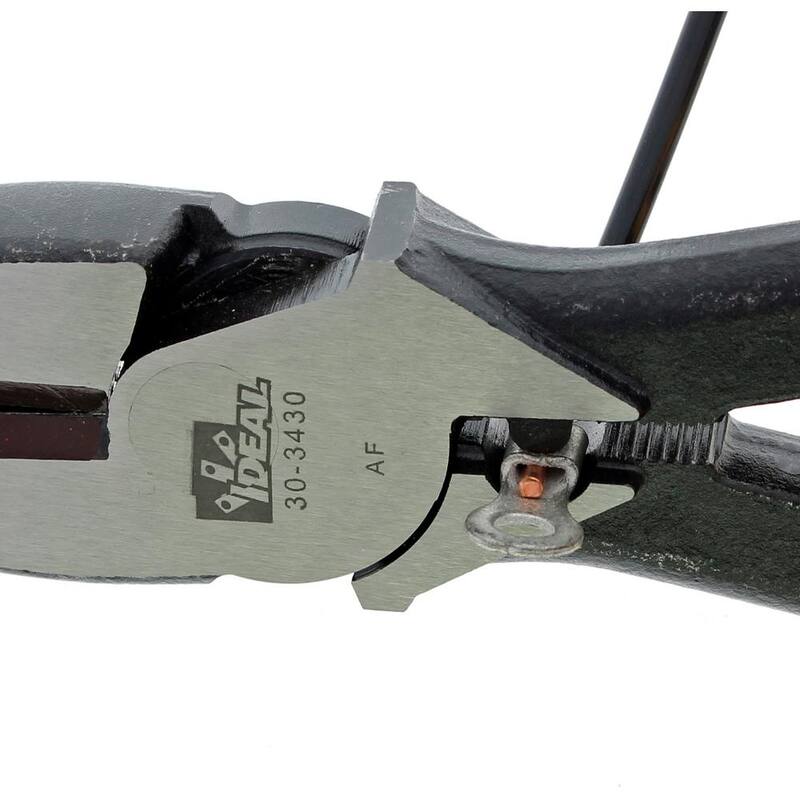 Pinza de electricista IDEAL de 9-1/2 pulgadas con agarre inteligente, punta estilo New England, dados de crimpar y extractor de cinta de pescado - 30-3430.