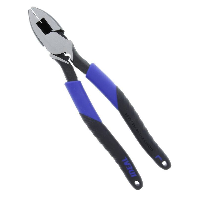 Pinza de electricista IDEAL de 9-1/2 pulgadas con agarre inteligente, punta estilo New England, dados de crimpar y extractor de cinta de pescado - 30-3430.