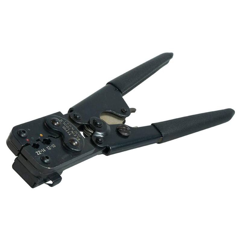 Herramienta Klein de 9 pulgadas con acción compuesta y trinquete para crimpar terminales aislados - T1710