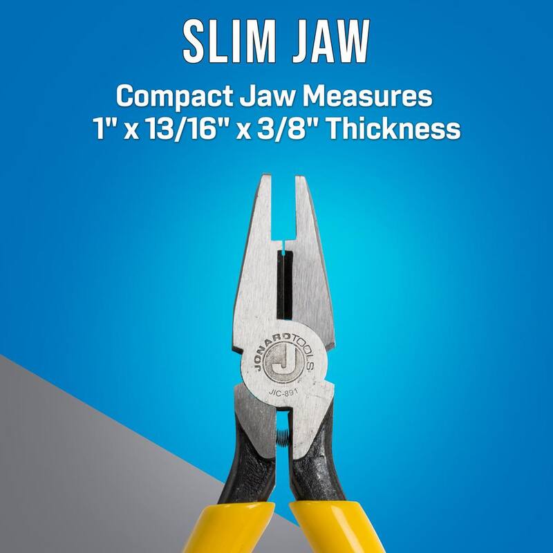 Pinzas para crimpar conectores de 5-13/16 pulgadas con cortador lateral - JIC-891 de JONARD TOOLS.