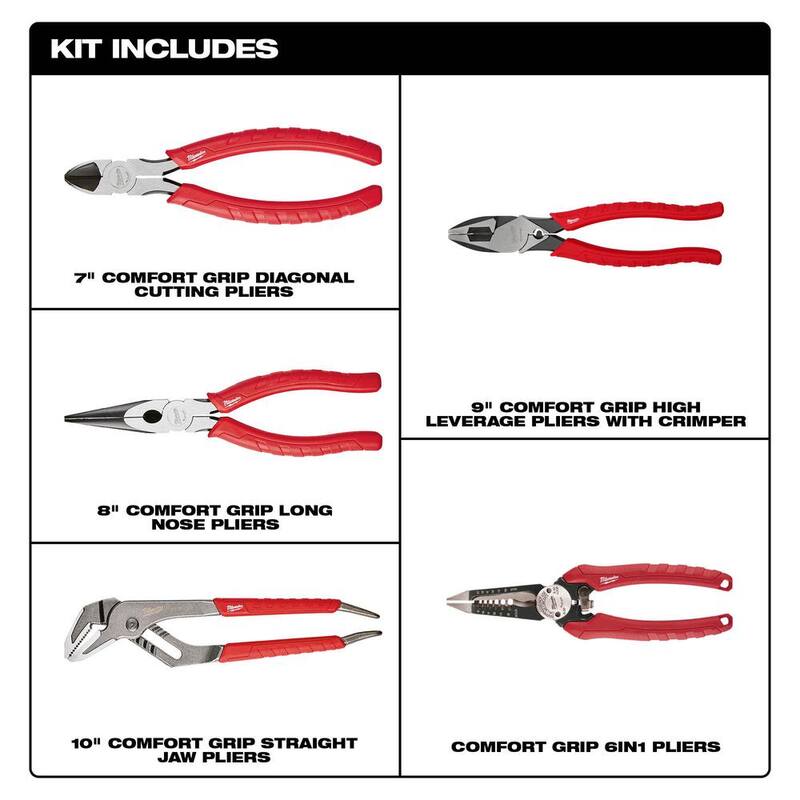 Set de 5 piezas de alicates eléctricos Milwaukee - 48-22-6331-48-22-6100-48-22-3079