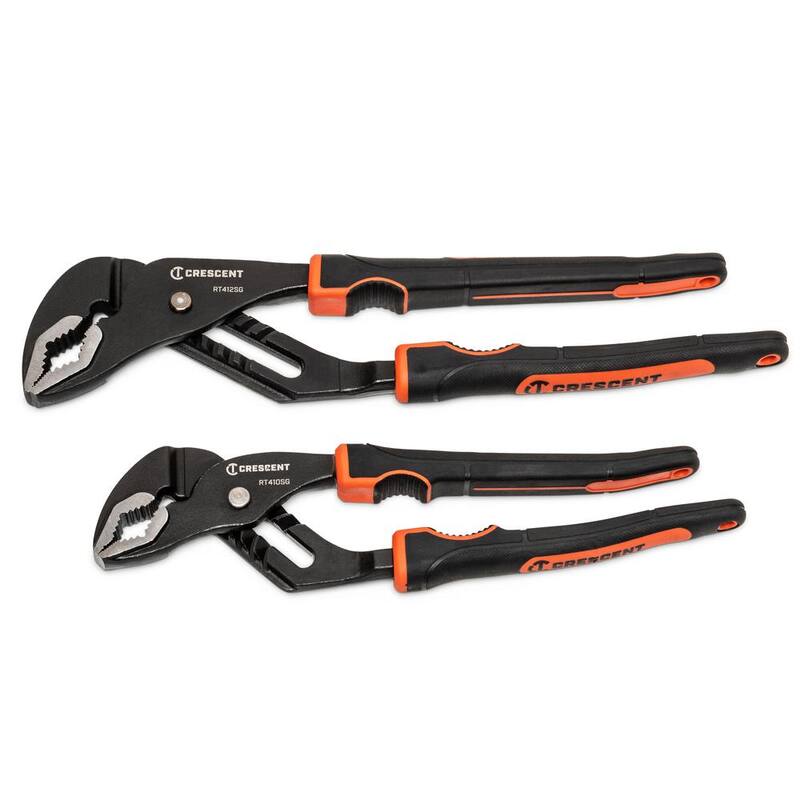 Set de alicates de lengüeta y ranura en forma de V de 10 y 12 pulgadas con agarre de material dual en forma de luna creciente - RT400SGSET2-05