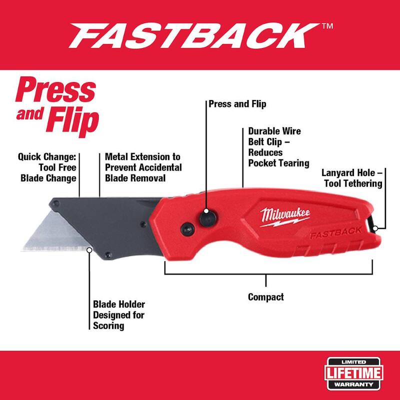 Kit de pinzas Milwaukee con juego de destornilladores, cinta métrica autoblocante de 25 pies y juego de herramientas manuales con cuchillos utilitarios FASTBACK (13 piezas) - 48-22-6331-48-22-3079SB.