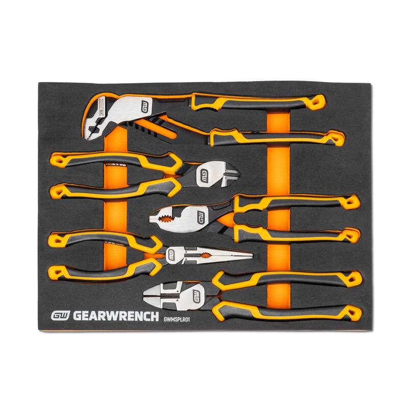 Set de alicates GEARWRENCH Cushion Grip Pitbull con bandeja de almacenamiento de espuma EVA (5 piezas) - GWMSPLR01