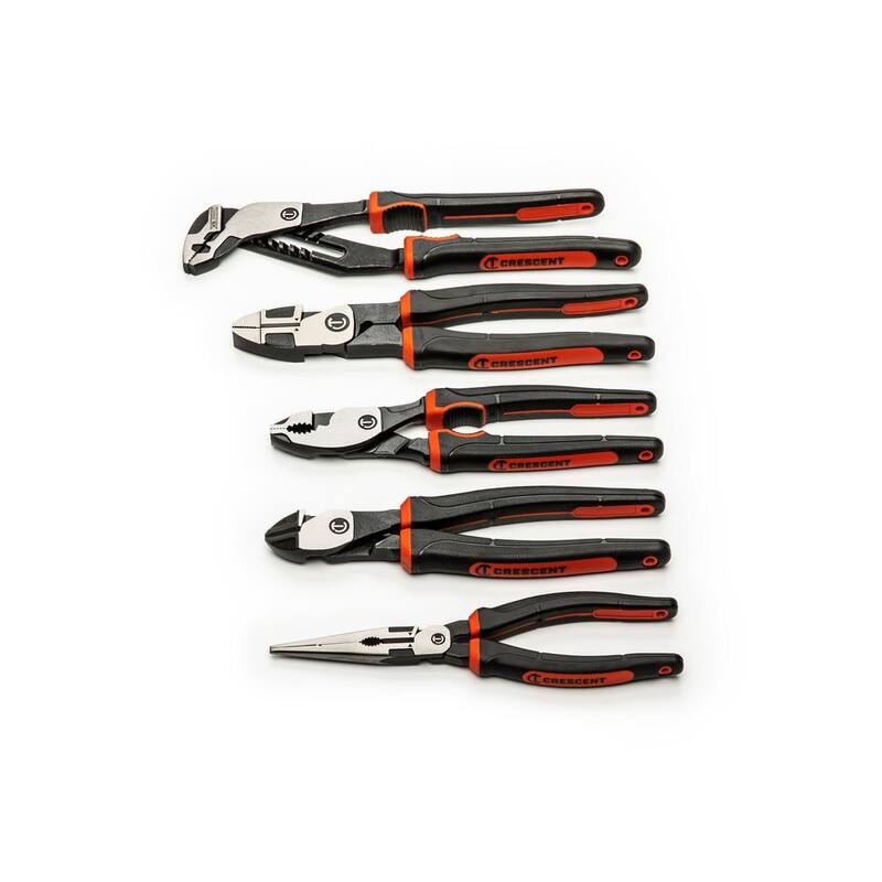 Juego de alicates mixtos Crescent Z2 con agarres de material dual (5 piezas) - Z2SET5CG-06
