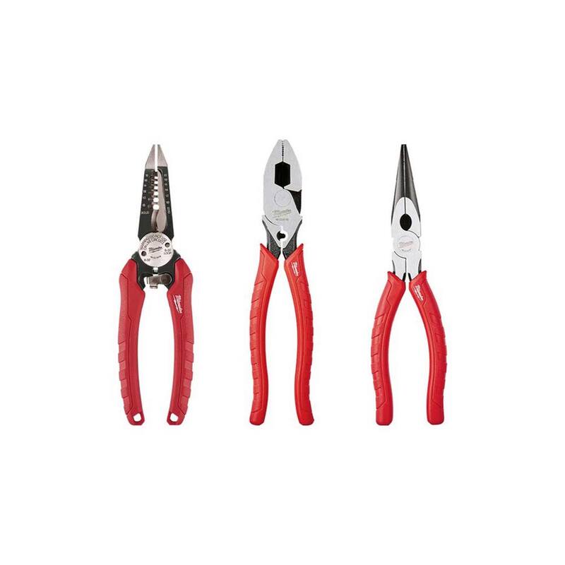 Set de Pinzas de Electricista Milwaukee (3 piezas) - 48-22-6100-48-22-3079-48-22-6101