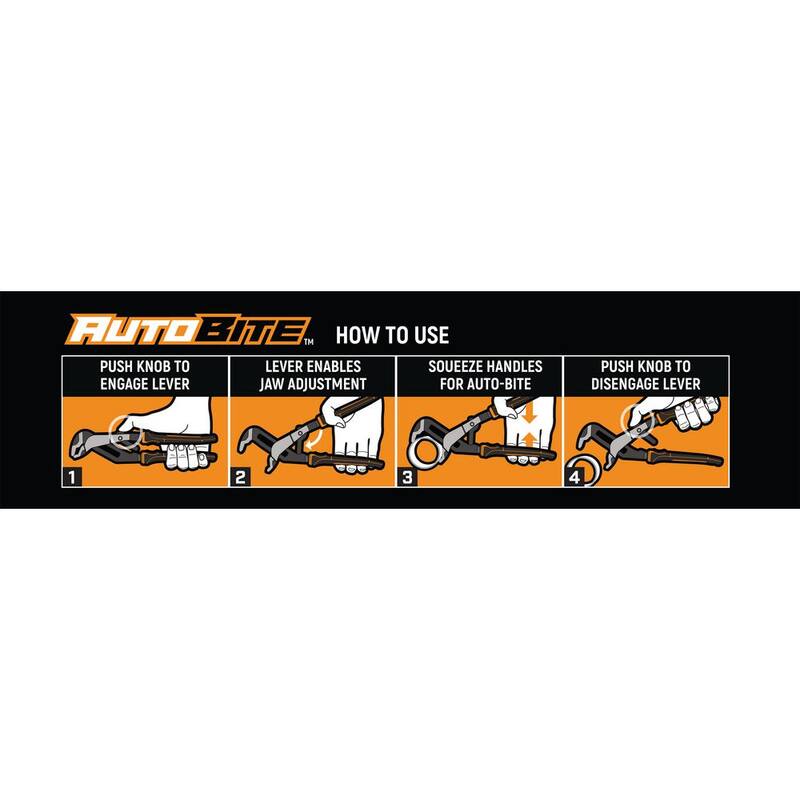 Llave de trinquete GEARWRENCH 6, 8, 10 y 12 pulgadas PITBULL Auto-Bite, alicates de lengüeta y ranura con doble material (4 piezas) - 82594C
