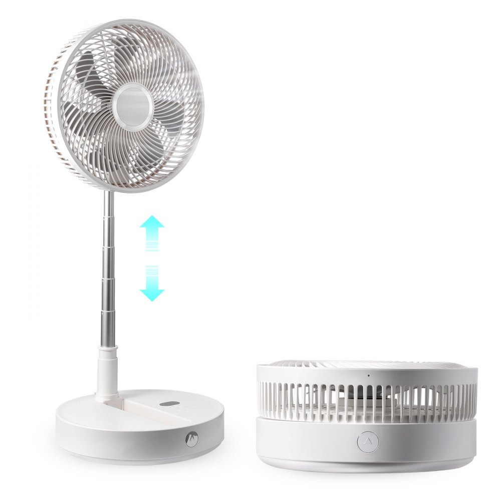 VEVOR 12 Inch Foldable Oscillating Standing Fan with Remote Control, 4 Speed Adjustable Portable Desk Quiet Fan, 7200mah Rechargeable USB Small Fan, Folded Rotating Floor Fan for Bedroom Office Travel - CDFS12YCSSSF9DA1CV9