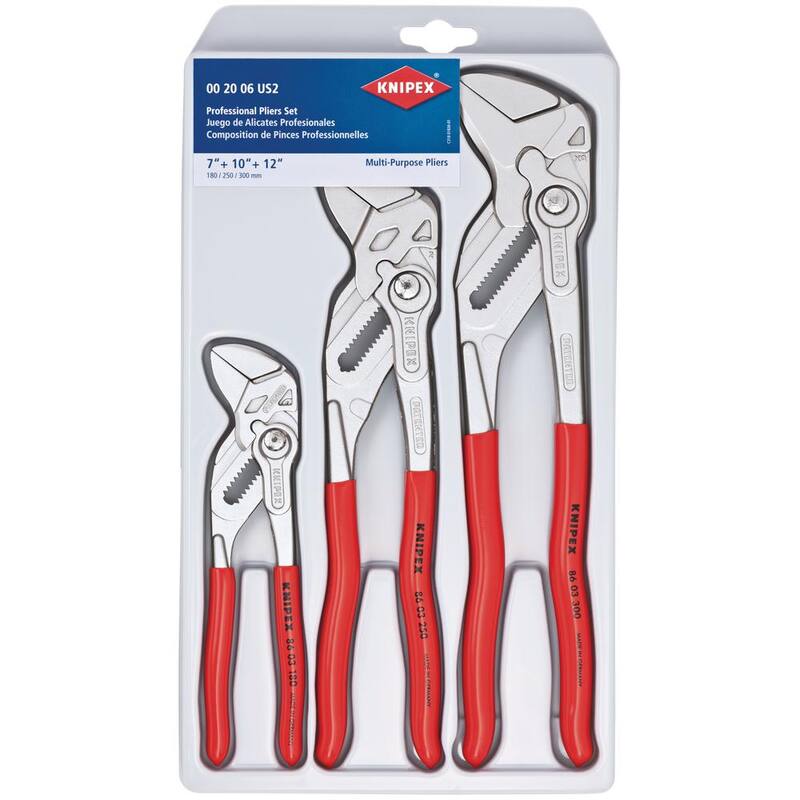 Juego de llaves de grifa Knipex de acero forjado niquelado (3 piezas) - 00 20 06 US2