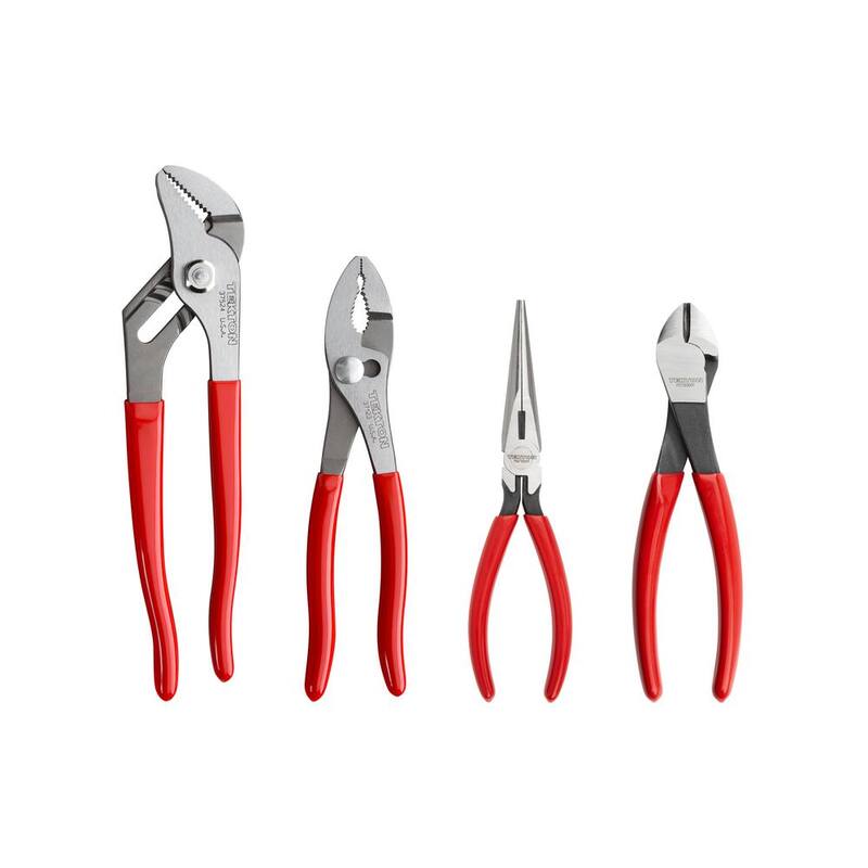 Set de alicates TEKTON, 4 piezas (de ranura deslizante, de articulación ajustable, de nariz larga, de corte diagonal) - PLR99022