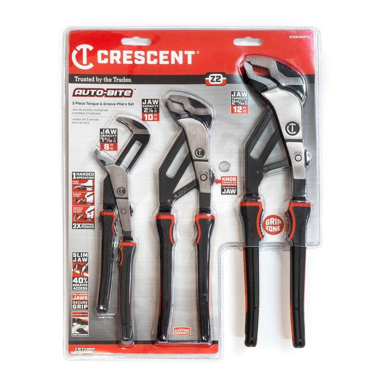 Juego de 3 piezas de llaves de lengüeta y ranura auto-mordentes Crescent Z2 con agarres de material dual (3-Piezas) - RTABCGSET3