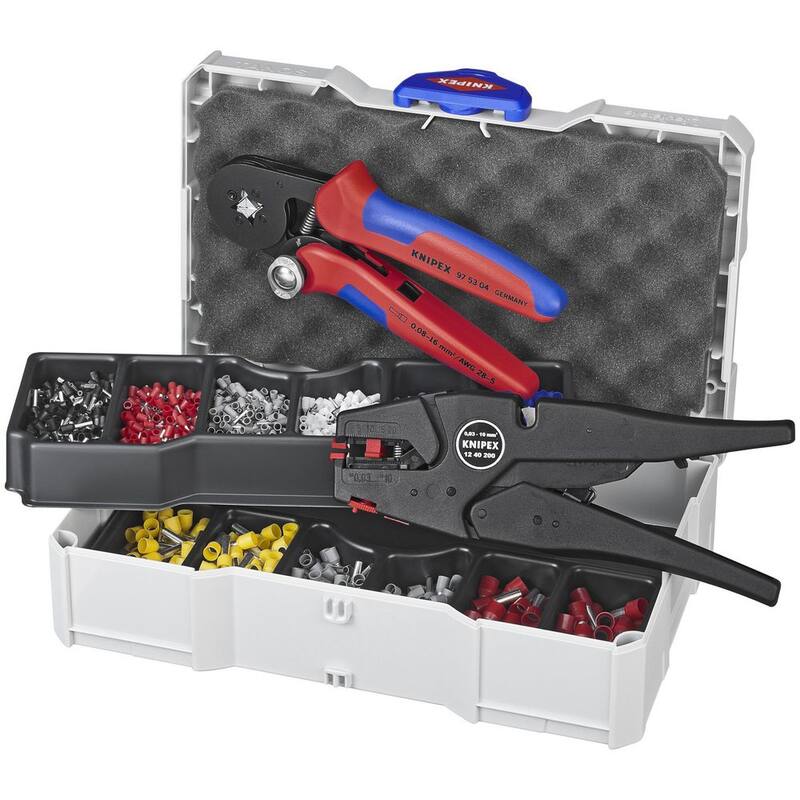 Kit de engarzado KNIPEX (pelacables autoregulable, pinzas autoregulables y surtido de casquillos de terminales de engarzado) - 97 90 10