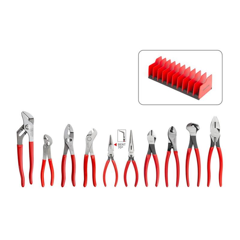 Set de 10 piezas de alicates de agarre y corte TEKTON con soporte - PLR99201