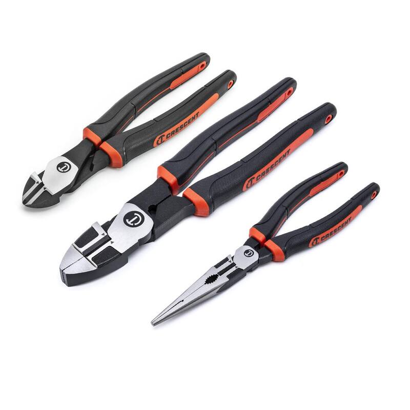 Set de alicates mixtos de alta palanca Crescent Z2 con empuñaduras de material dual (3 piezas) - Z23PCCB