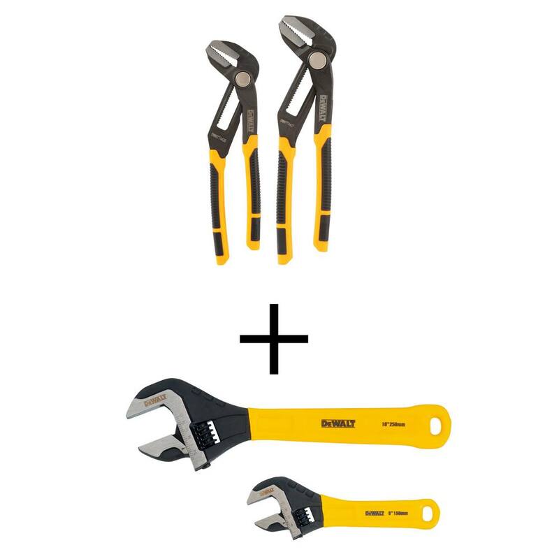 Juego de alicates de trinquete de mandíbula recta DEWALT (2 piezas) y Juego de llaves ajustables (2 paquetes) - DWHT74428W75497