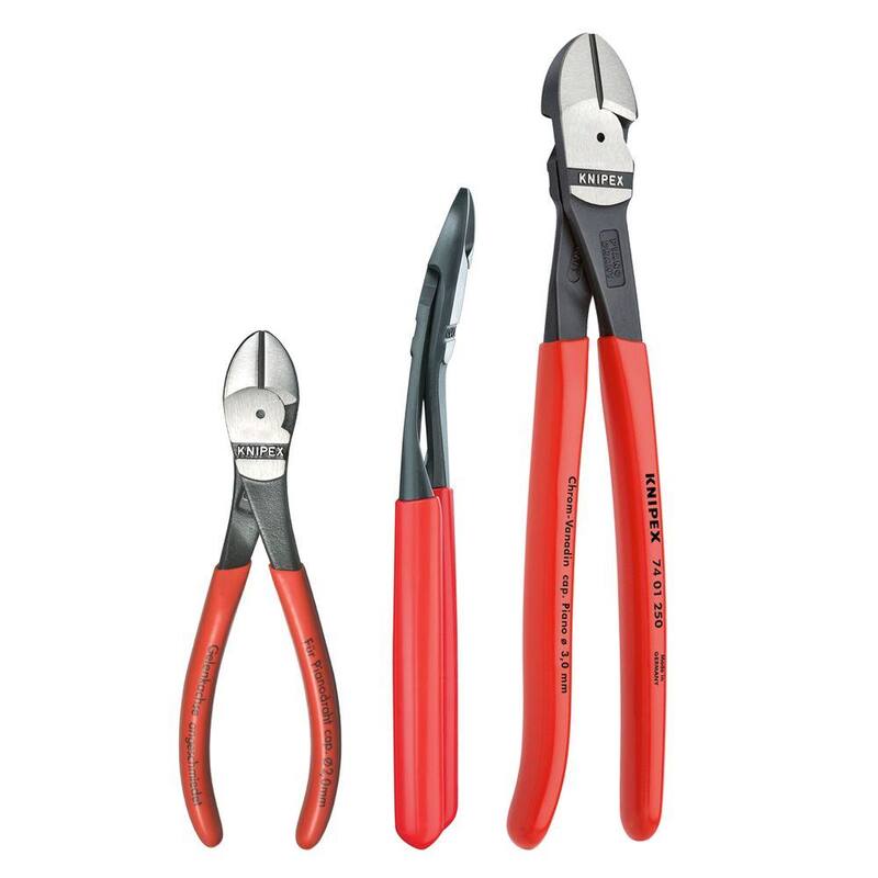 Juego de 3 Pinzas Diagonales de Acero Forjado KNIPEX con Borde de Corte de 64 HRC - 00 20 05 US