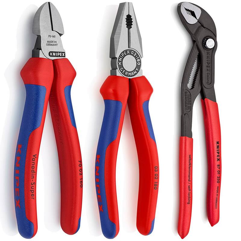 Juego de alicates KNIPEX con alicates diagonales de combinación y Cobra (3 piezas) - 00 20 09 V01