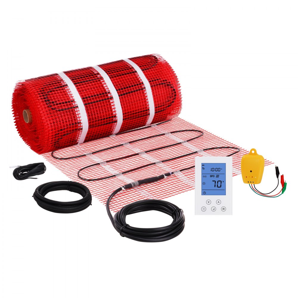 VEVOR Floor Heating Mat, 100 Sq. ft, Electric Radiant In-Floor Heated Warm System with Digital Floor Sensing Thermostat, Includes Installation Monitor, Adhesive Back for Easy Installation on The Floor - ZZWZDBCNXTHCMW3Q7V6