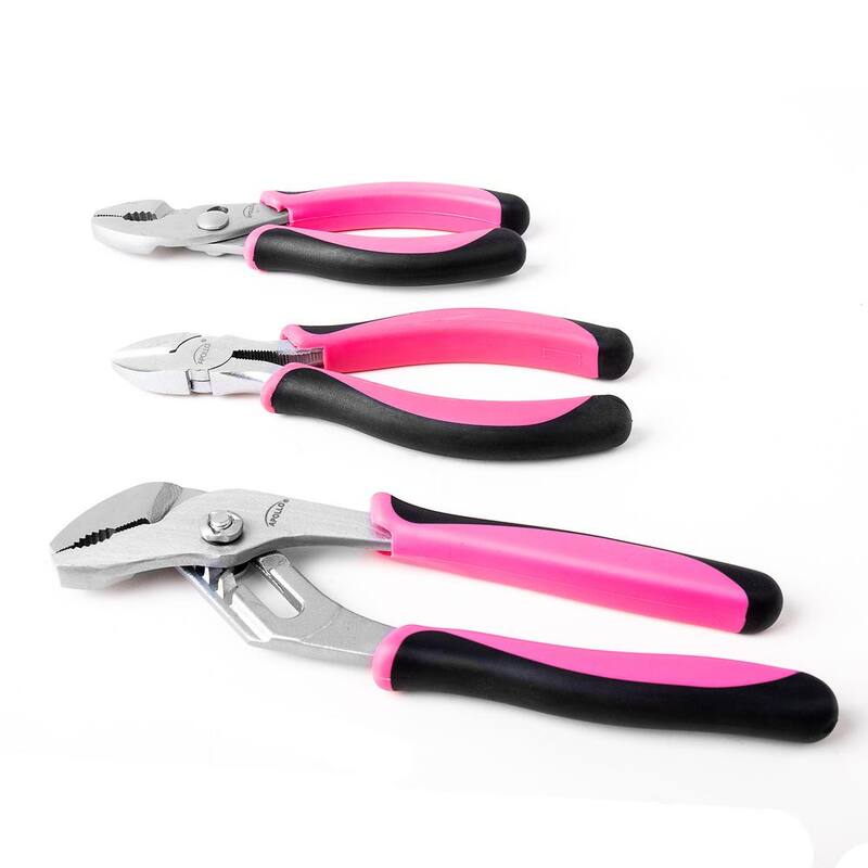 Juego de alicates Apollo 8 in., 6.5 in. y 6 in. en color rosa (3 piezas) - DT5008P