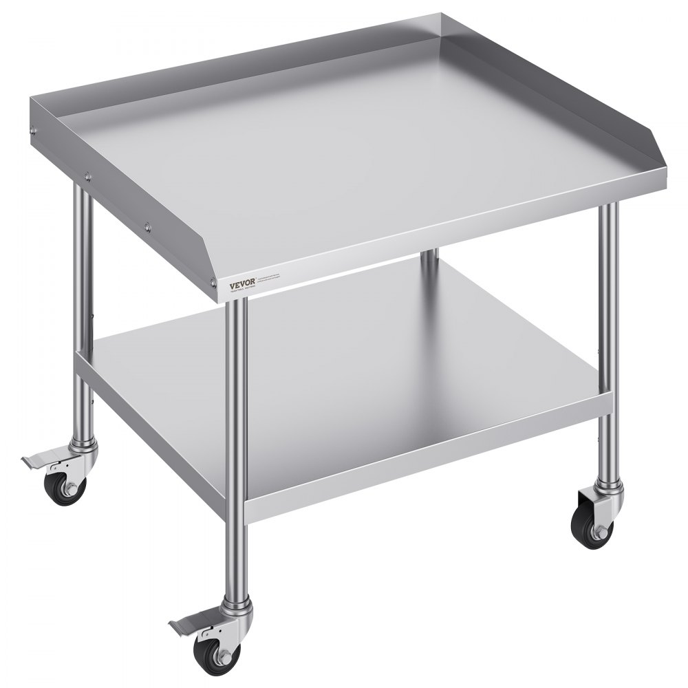 VEVOR Stainless Steel Work Table, 30 x 36 x 30 Inch Commercial Food Prep Worktable with 4 Wheels, Casters, 3-Sided Backsplash Heavy Duty Prep Worktable, Metal Work Table for Restaurant Home Hotel - CFBXGGZTDJLSJWD20V0