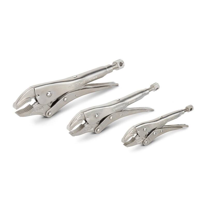 Set de 3 pinzas de bloqueo con mandíbulas curvas TEKTON - PLK90104