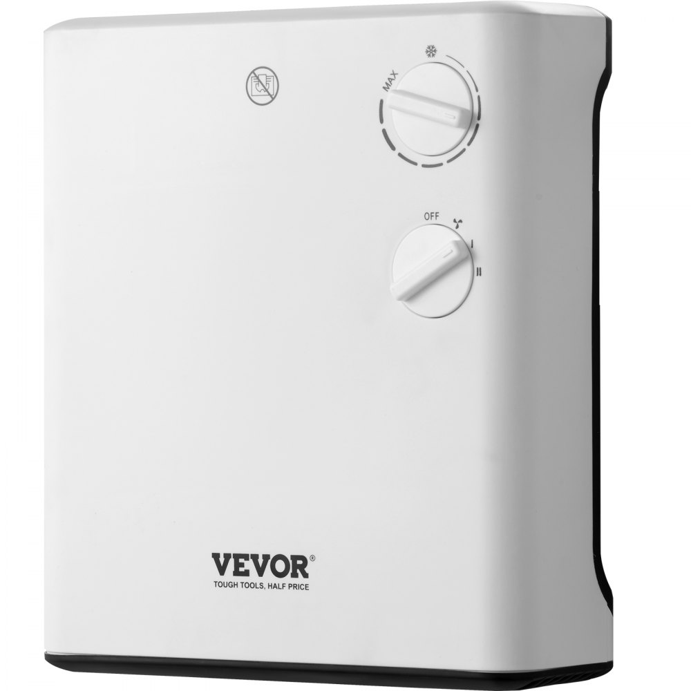 VEVOR Electric Wall Heater 1500W, Small Space Heaters with Knob Adjustment, Tip-Over & Overheat & IPX24 Waterproof Safety Protection, Wall-Mount/Tabletop for Indoor Use, Fixed Screws Included, White - GQSDNFJ1500W50NQZV1
