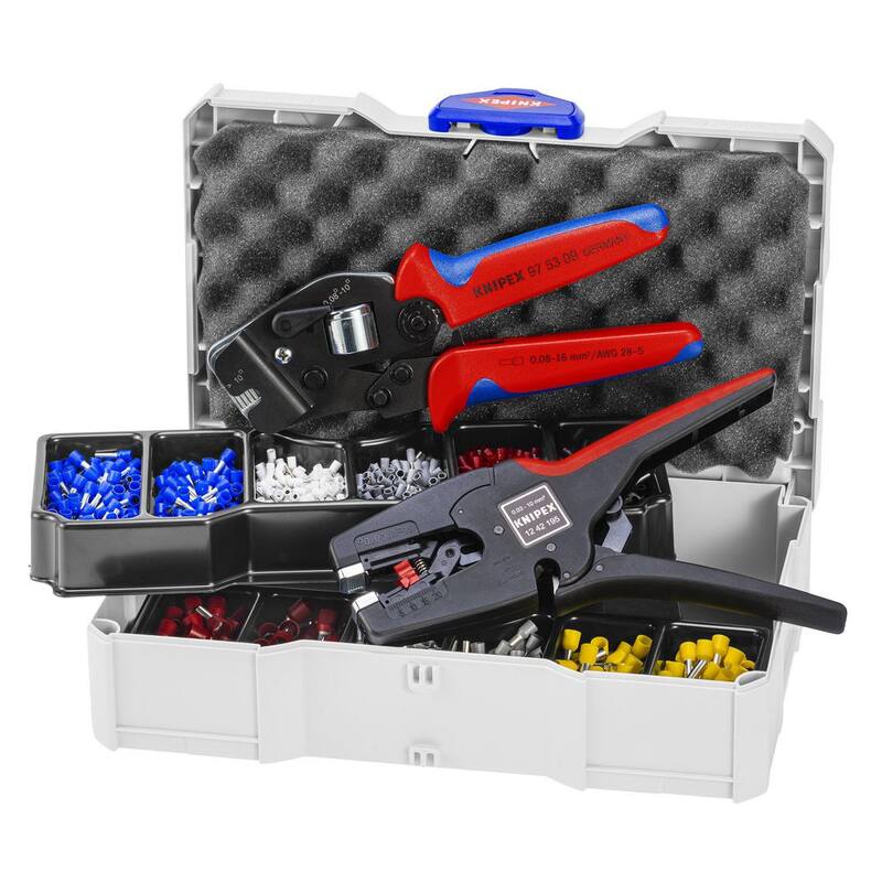 Kit de engaste KNIPEX (alicates de engaste, pelacables automático y surtido de casquillos de cable con/sin collar) - 97 90 17