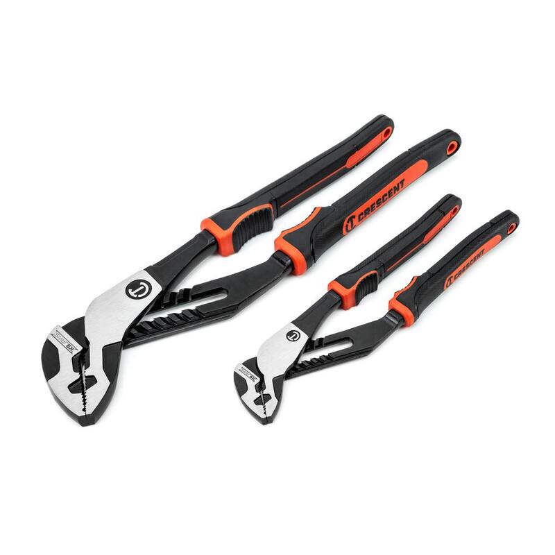 Set de 2 piezas de alicates Crescent Z2 K9 de 8 pulgadas y 12 pulgadas con mango de doble material recto de lengua y ranura con mandíbulas de ángulo K9 para acceso (RTZ2CGSET2)