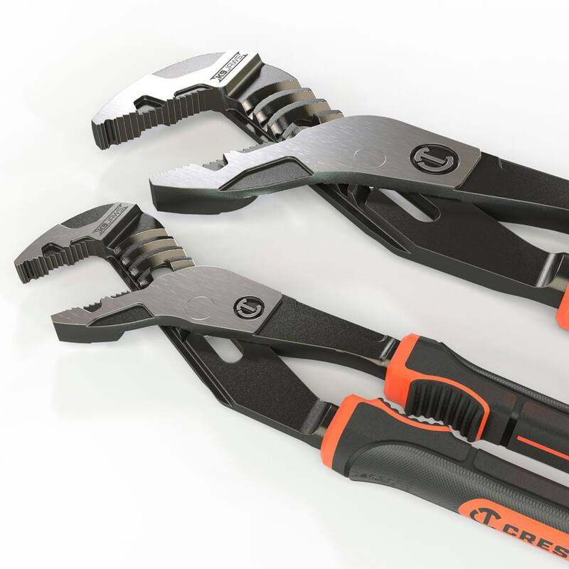 Set de 2 piezas de alicates Crescent Z2 K9 de 8 pulgadas y 12 pulgadas con mango de doble material recto de lengua y ranura con mandíbulas de ángulo K9 para acceso (RTZ2CGSET2)