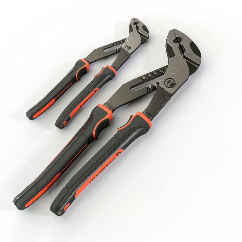 Set de 2 piezas de alicates Crescent Z2 K9 de 8 pulgadas y 12 pulgadas con mango de doble material recto de lengua y ranura con mandíbulas de ángulo K9 para acceso (RTZ2CGSET2)