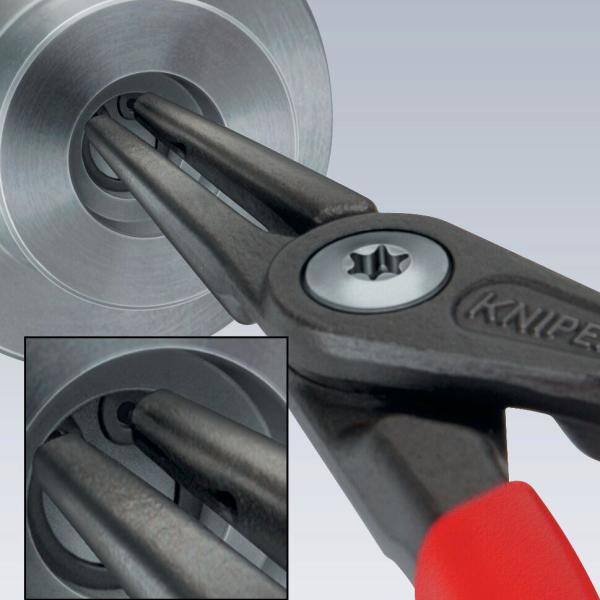 KNIPEX 5-1/2 in. Pinzas para anillos de presión de precisión para circlip interno recto Tamaño 0 - 48 11 J0.