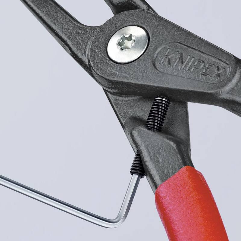 Pinzas de anillo de retención de precisión KNIPEX con limitador interno de 90 grados en ángulo-con apertura ajustable - 48 41 J31