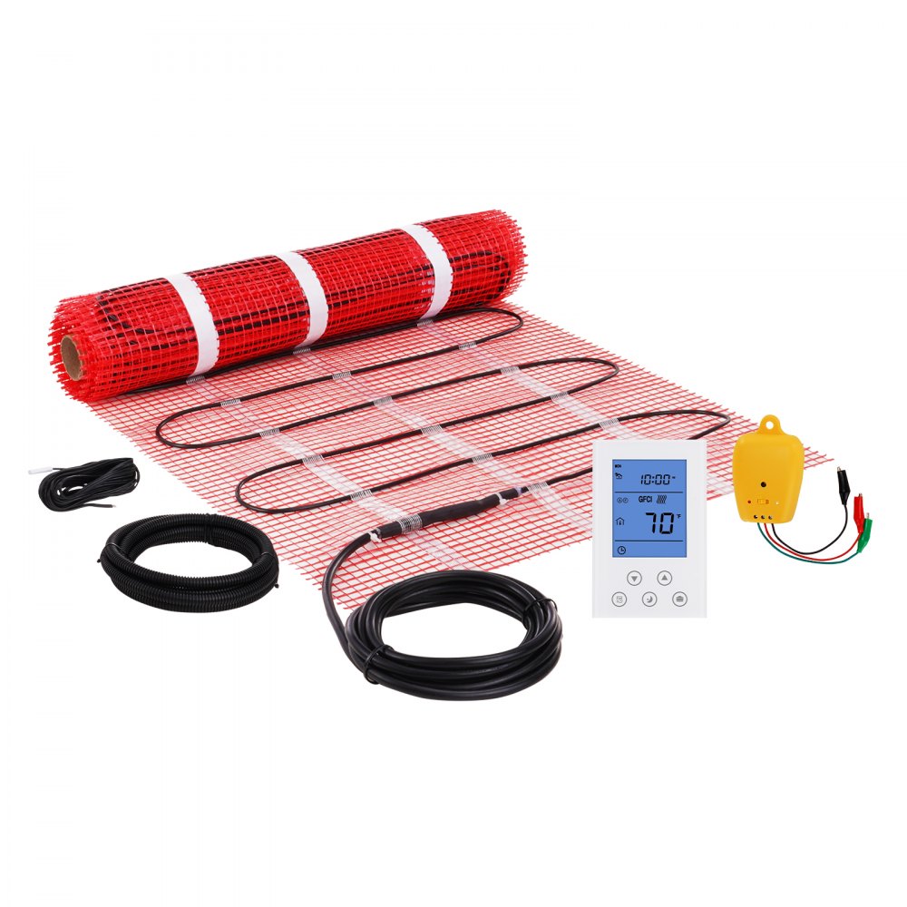 VEVOR Floor Heating Mat, 20 Sq. ft, Electric Radiant In-Floor Heated Warm System with Digital Floor Sensing Thermostat, Includes Installation Monitor, Adhesive Back for Easy Installation on The Floor - ZZWZDBCNXTHCMLQ0CV6