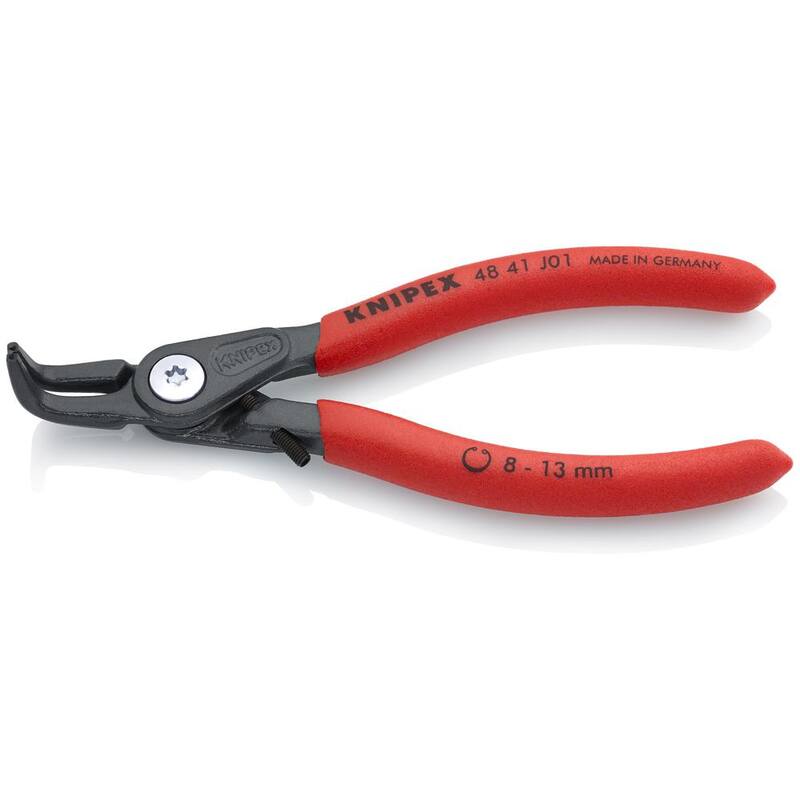 Alicates de anillo de retención de precisión KNIPEX con limitador interno de 90 grados angulado con abertura ajustable - 48 41 J01
