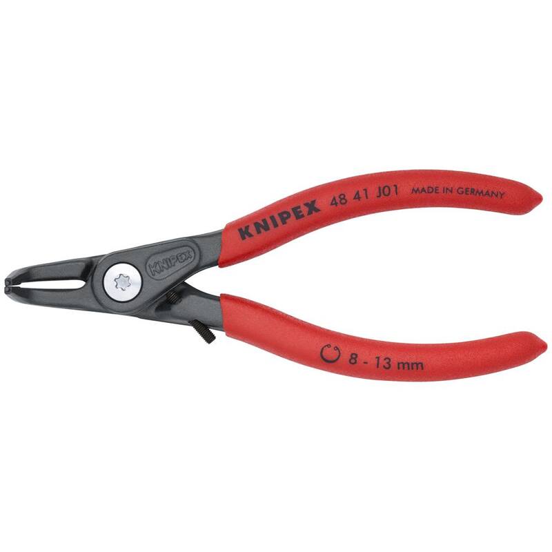 Alicates de anillo de retención de precisión KNIPEX con limitador interno de 90 grados angulado con abertura ajustable - 48 41 J01