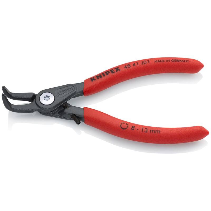 Alicates de anillo de retención de precisión KNIPEX con limitador interno de 90 grados angulado con abertura ajustable - 48 41 J01