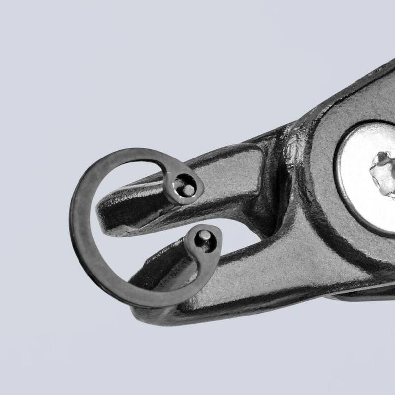 Alicates de anillo de retención de precisión KNIPEX con limitador interno de 90 grados angulado con abertura ajustable - 48 41 J01
