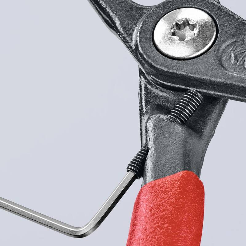Alicates de anillo de retención de precisión KNIPEX con limitador interno de 90 grados angulado con abertura ajustable - 48 41 J01