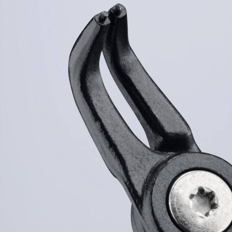 Alicates de anillo de retención de precisión KNIPEX con limitador interno de 90 grados angulado con abertura ajustable - 48 41 J01