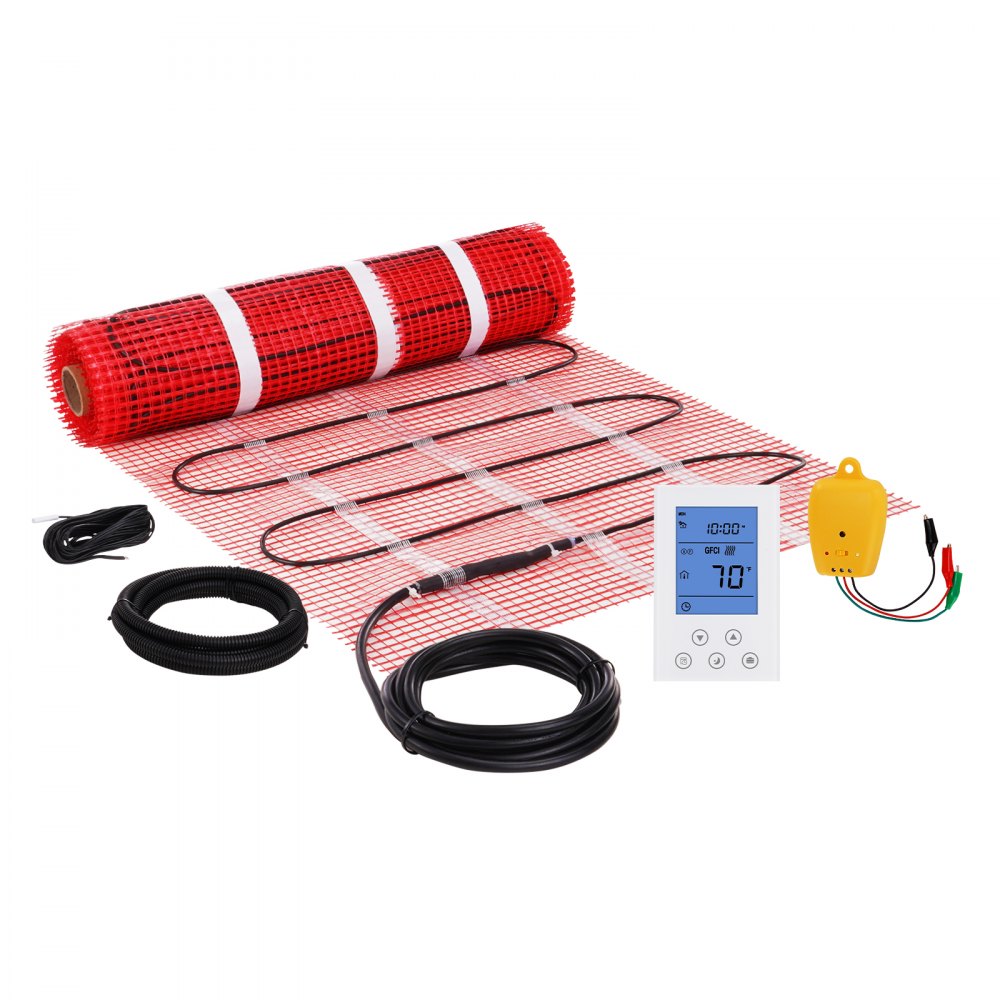 VEVOR Floor Heating Mat, 30 Sq.ft, Electric Radiant In-Floor Heated Warm System with Digital Floor Sensing Thermostat, Includes Installation Monitor, Adhesive Back for Easy Installation on The Floor - ZZWZDBCNXTHCMDO38V6